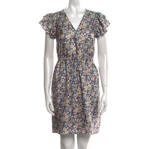 Rebecca Taylor Floral Silk Mini Dress in Blue, Pink, Yellow
